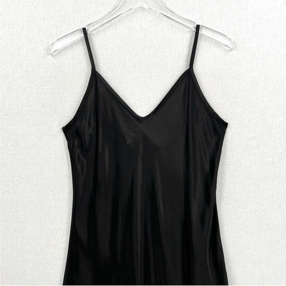ENZA COSTA Dress Womens Medium 2 Black Satin Bias Slip Maxi Spaghetti Strap NEW - Picture 6 of 15
